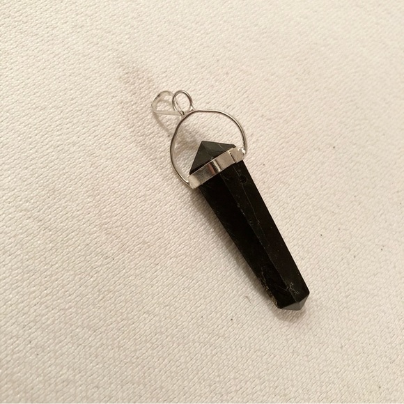 Black Tourmaline 7 Stone Obelisk Pendant - Picture 2 of 3